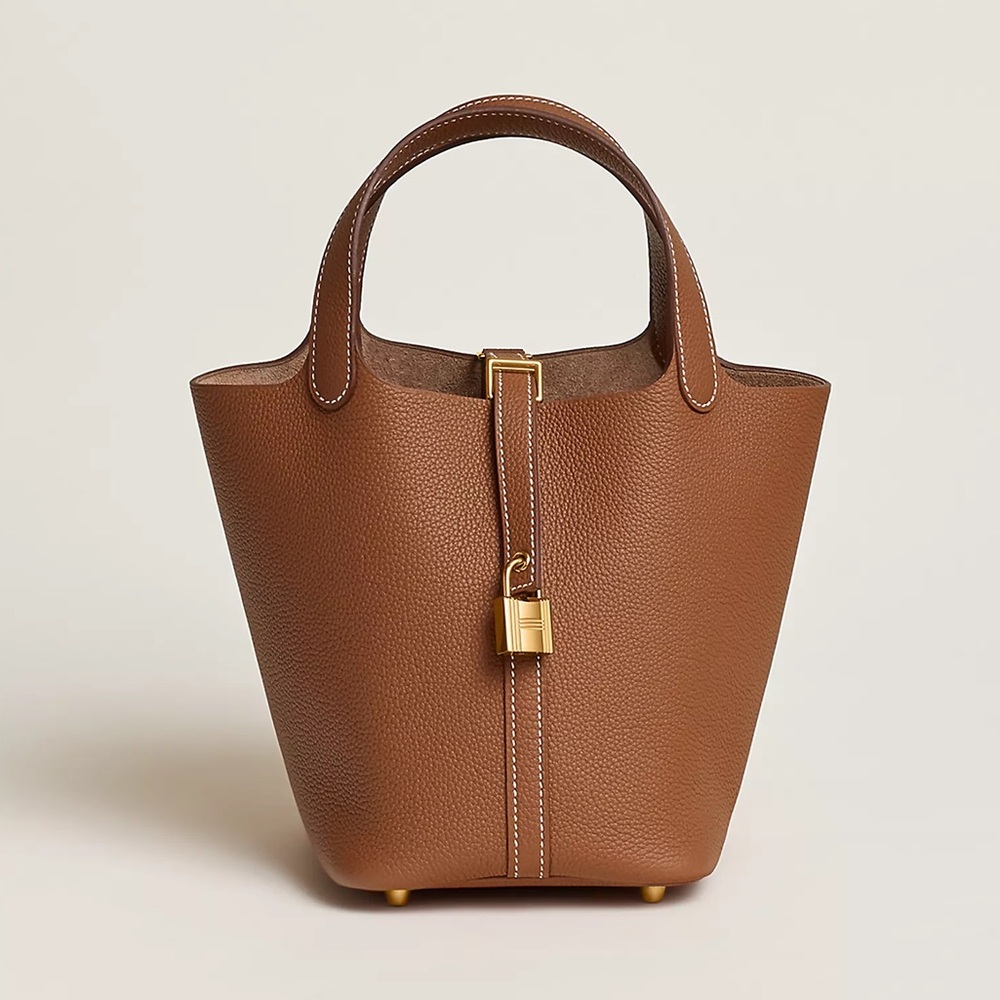 Hermes picotin 18 gold / gold hardware camel brown handbag twilly lock - Picture 4 of 7